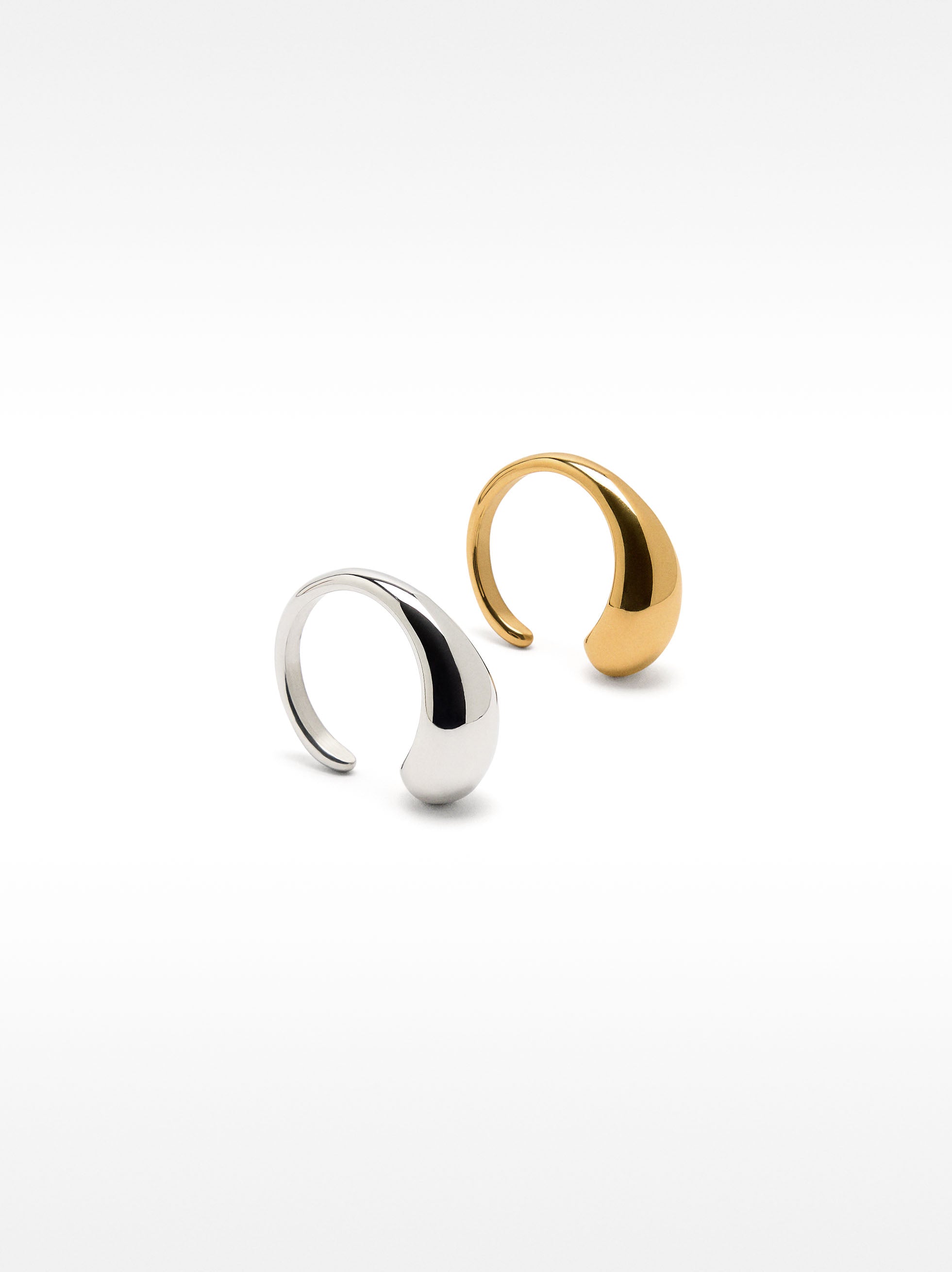 Set De Anillos Abiertos Bicolor - Acero Inoxidable