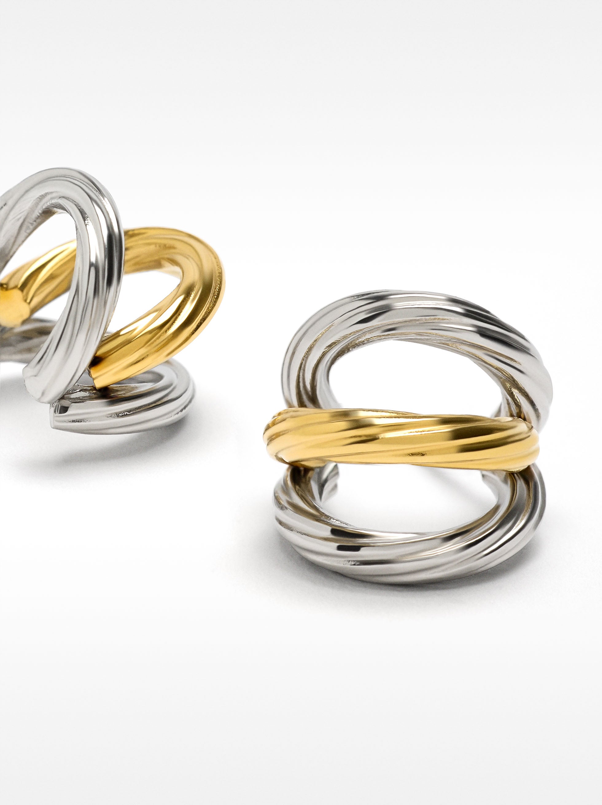 Aros Bicolor Efecto Triple - Acero Inoxidable