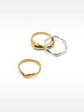 Set De Anillos Ondulados Bicolor - Acero Inoxidable