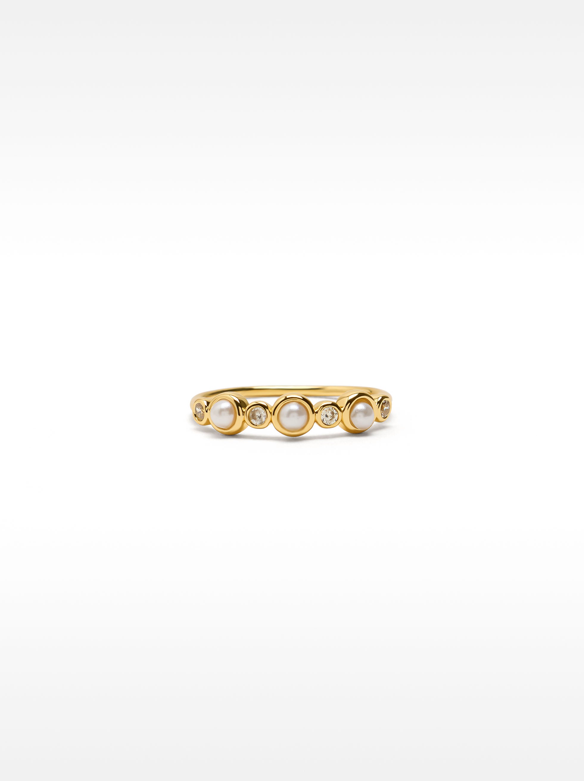 Anillo Con Circonitas Y Perlas