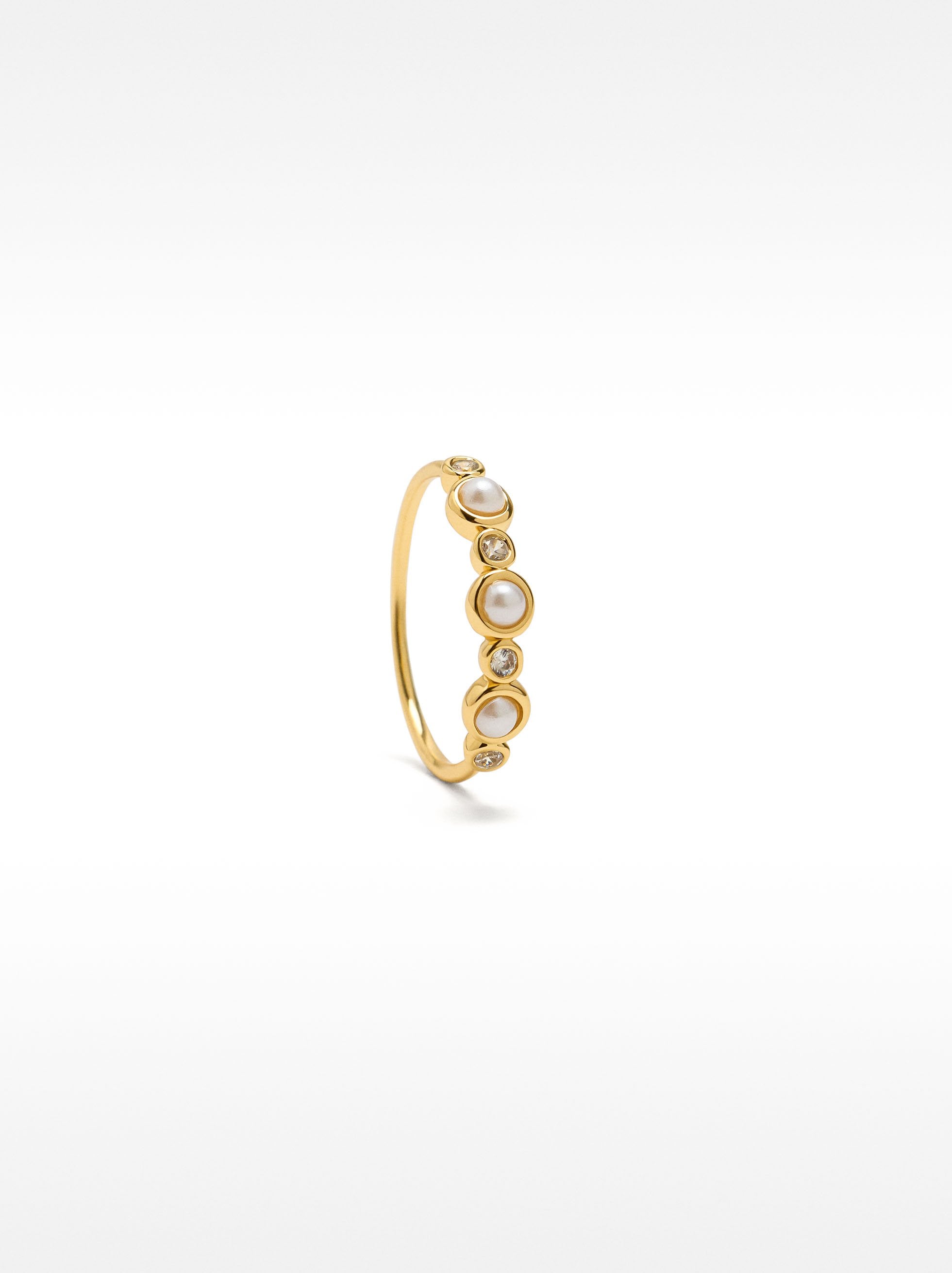 Anillo Con Circonitas Y Perlas