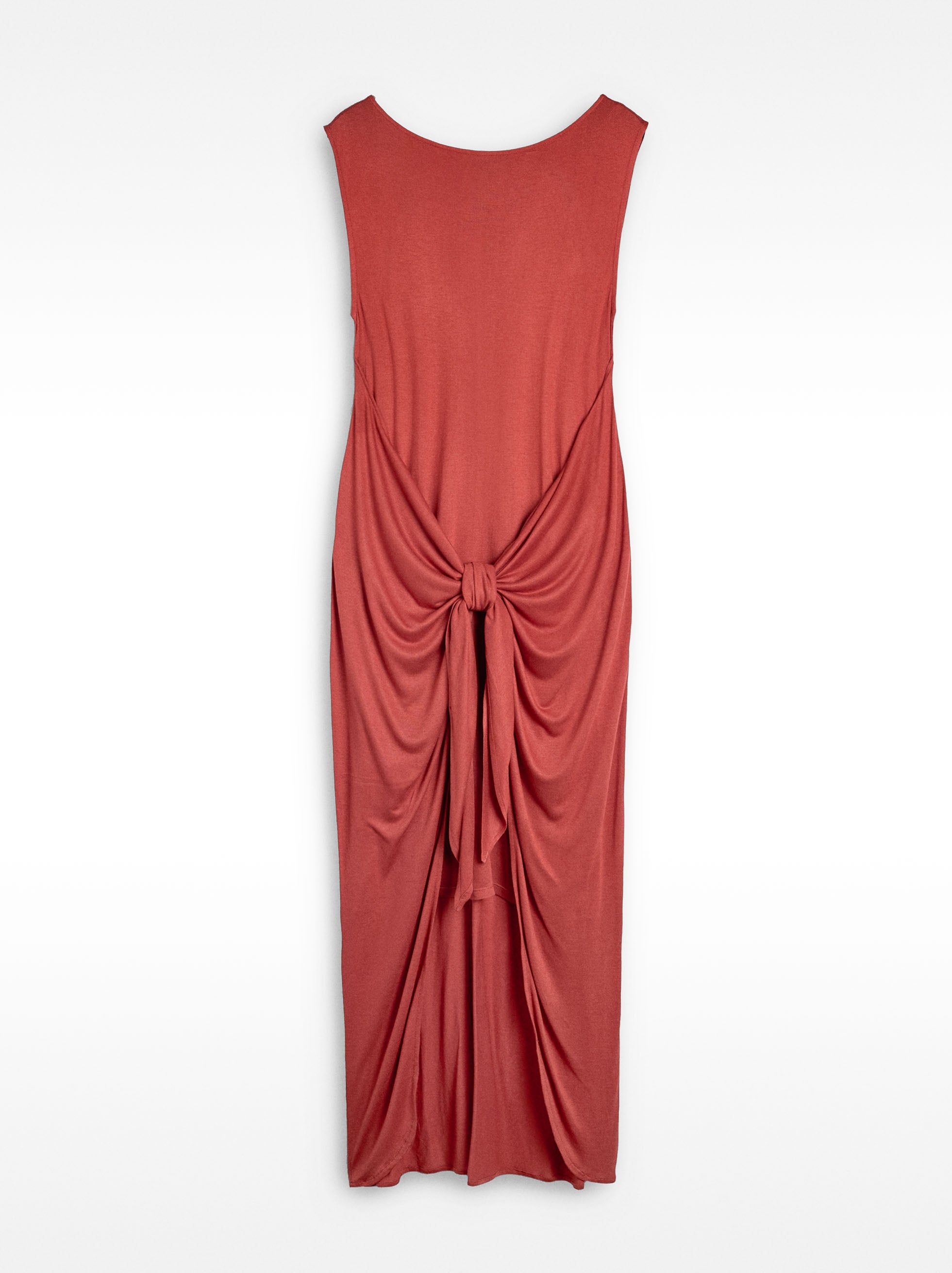 Vestido Drapeado Con Lazo