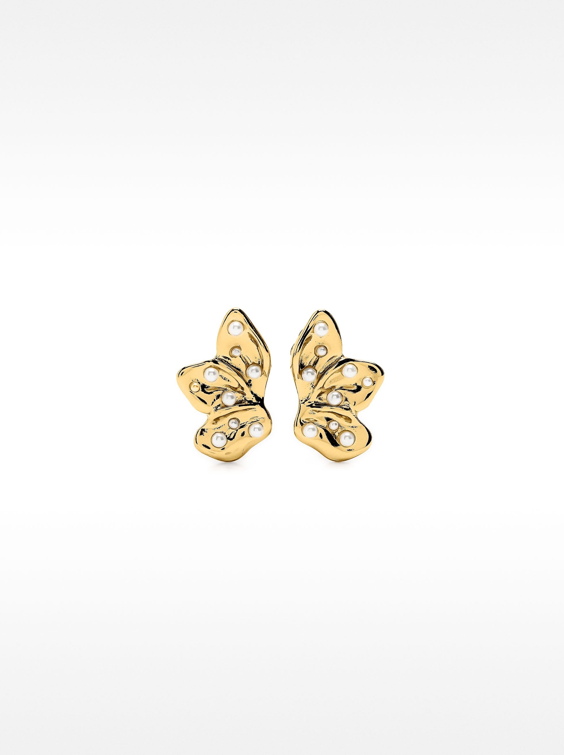Pendientes Media Flor Con Perlas