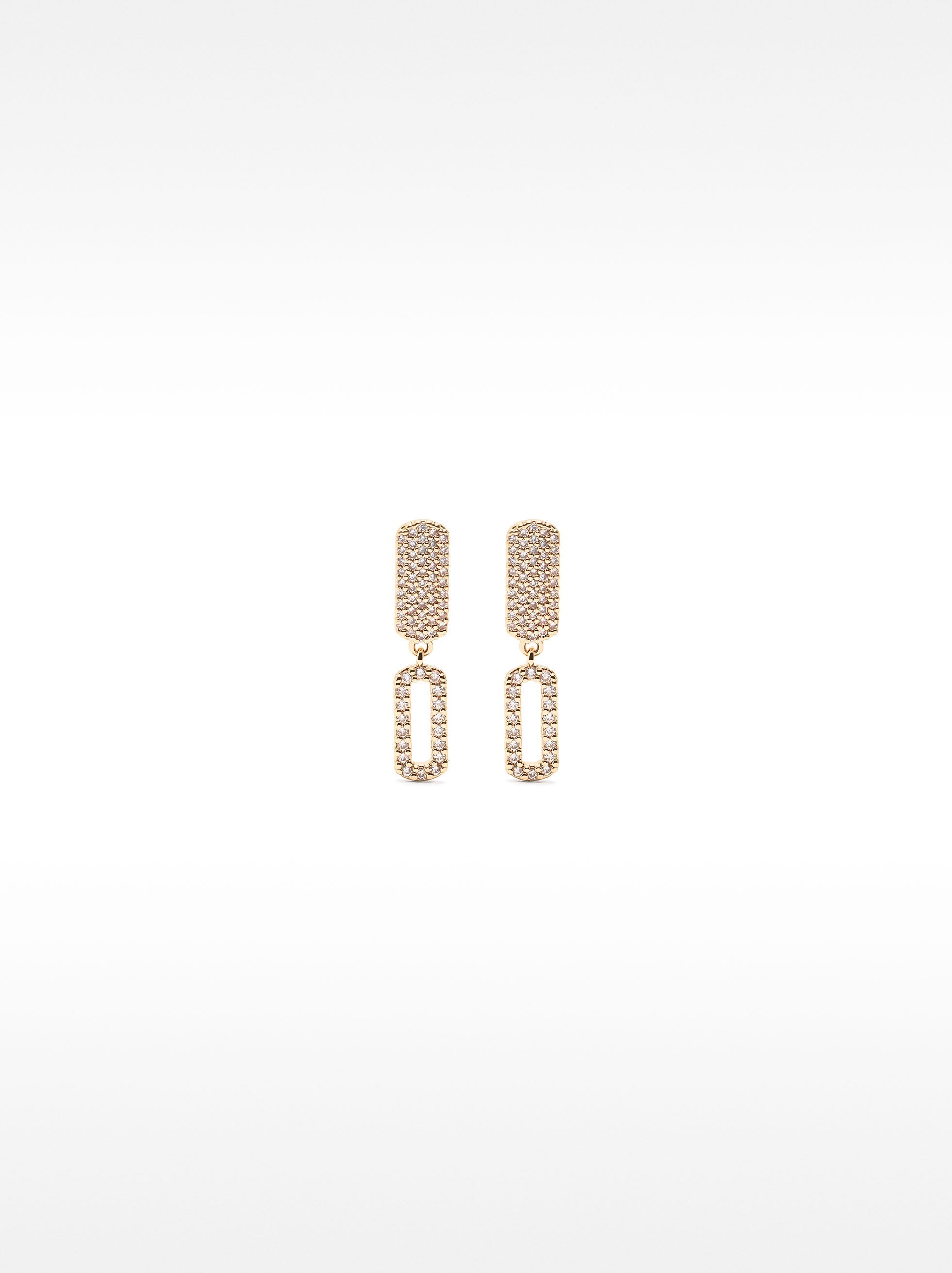 Pendientes Largos Rectangulares Con Circonitas