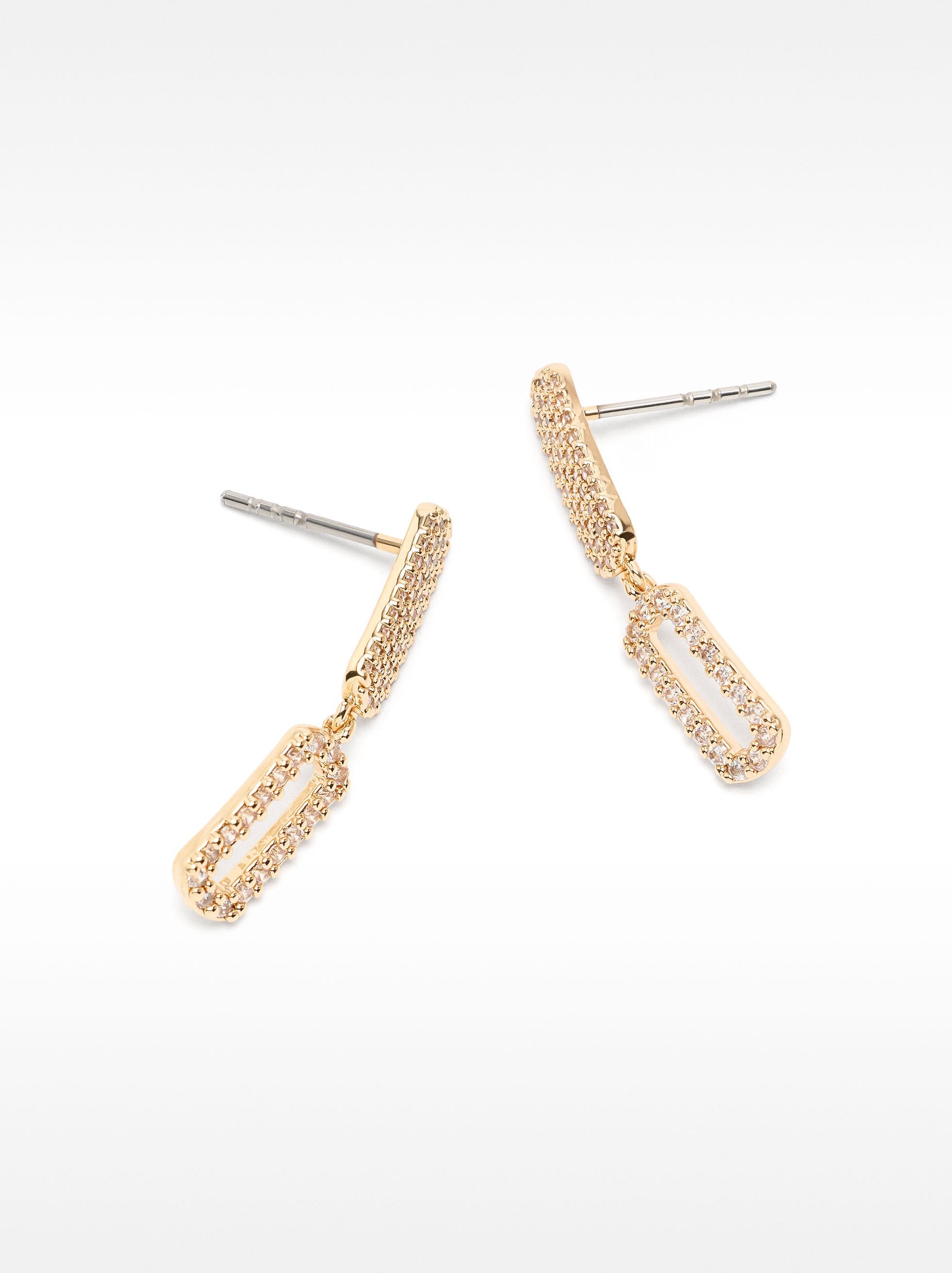 Pendientes Largos Rectangulares Con Circonitas