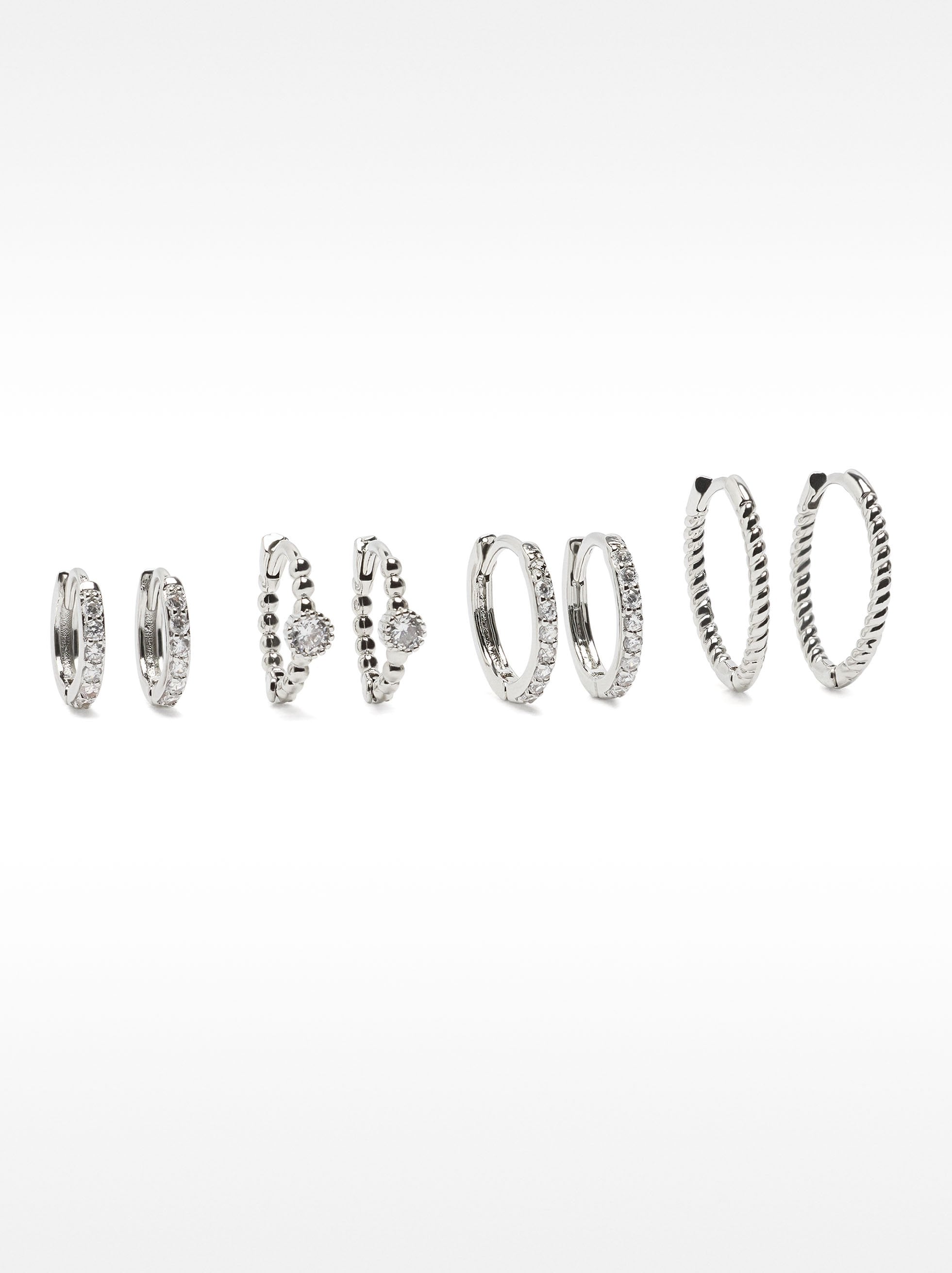 Set De Pendientes De Aro Con Circonitas