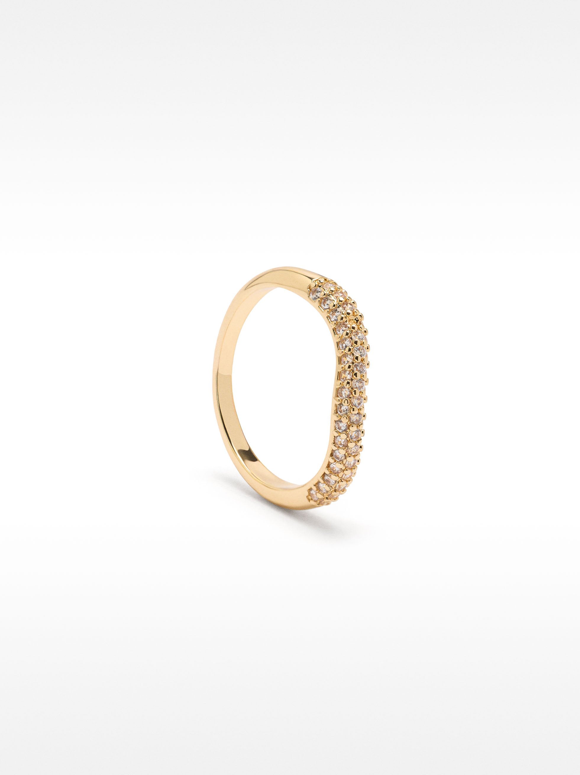 Anillo Ondulado Con Circonitas