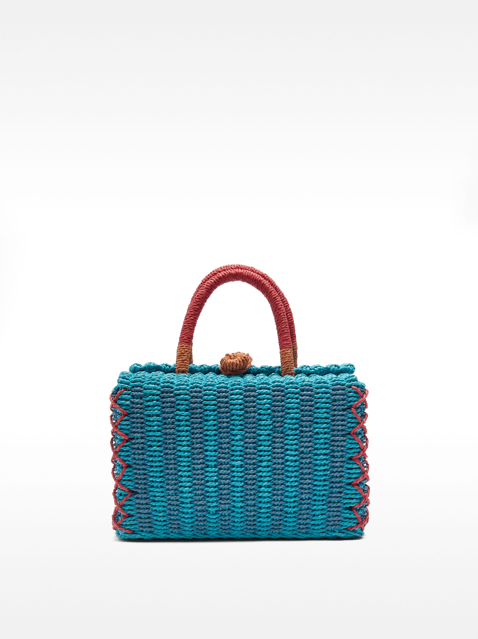 Cesta Tote Rectangular De Efecto Rafia