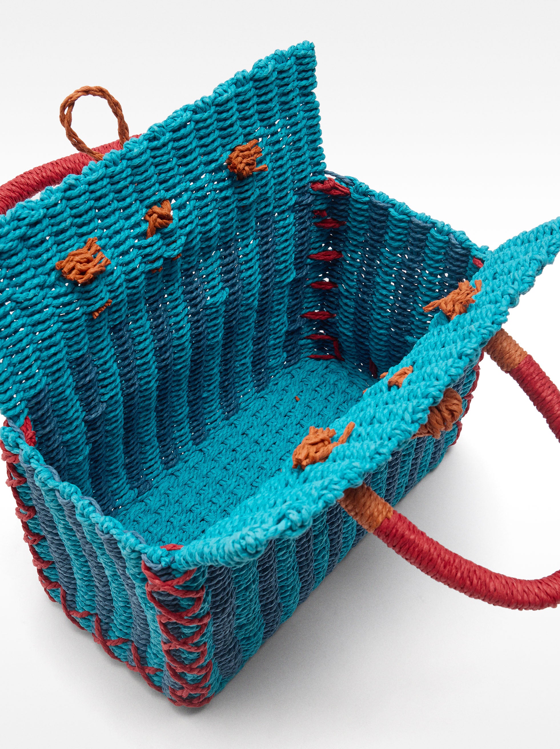 Cesta Tote Rectangular De Efecto Rafia