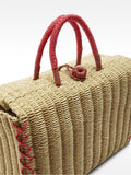 Cesta Tote Rectangular De Efecto Rafia