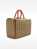 Cesta Tote Rectangular De Efecto Rafia