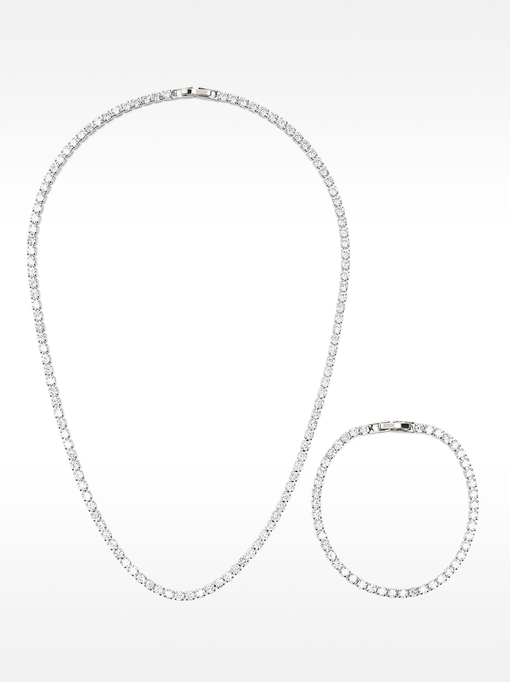 Set De Collar Y Pulsera Con Circonitas