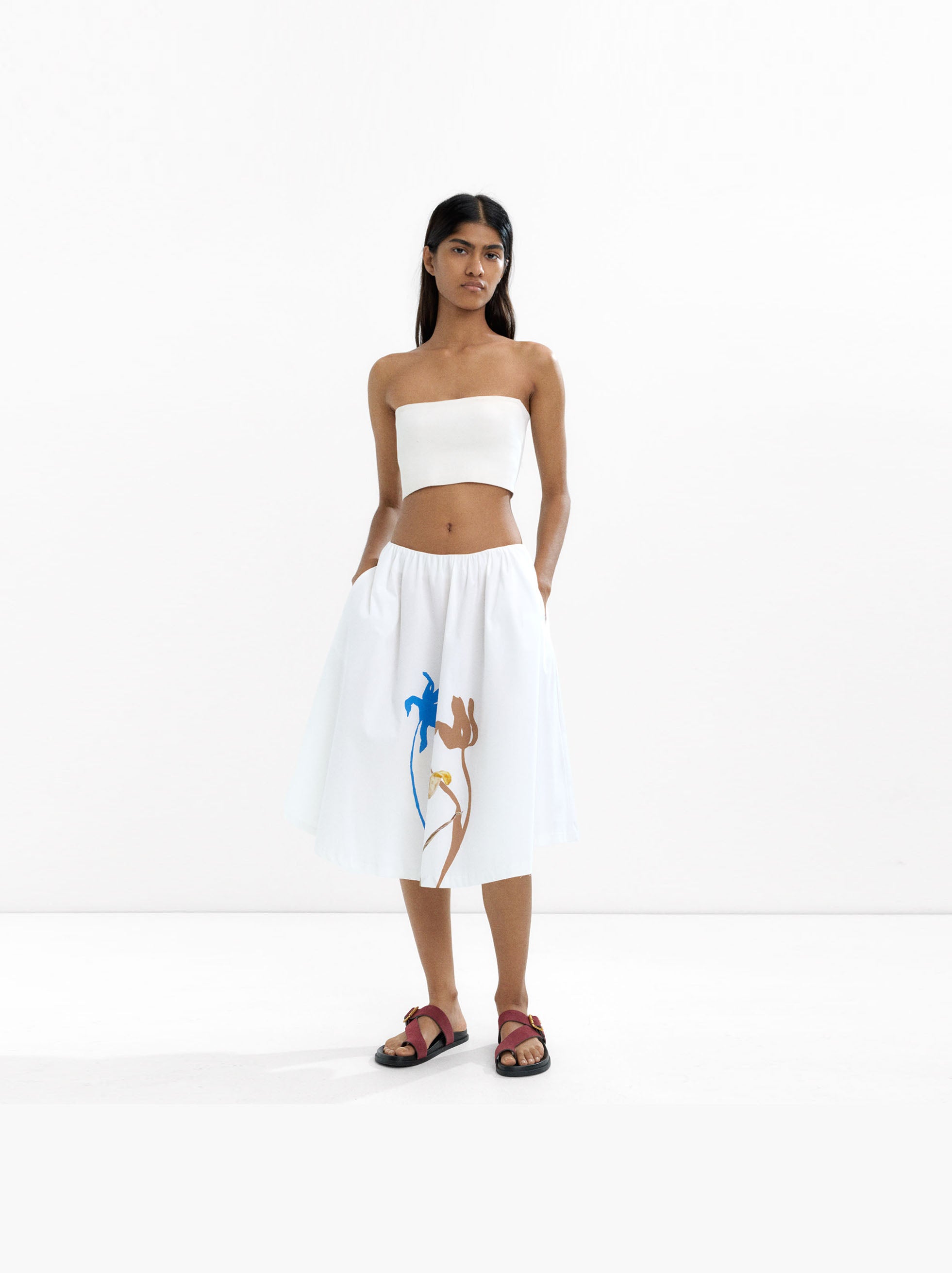 Falda Midi Con Estampado