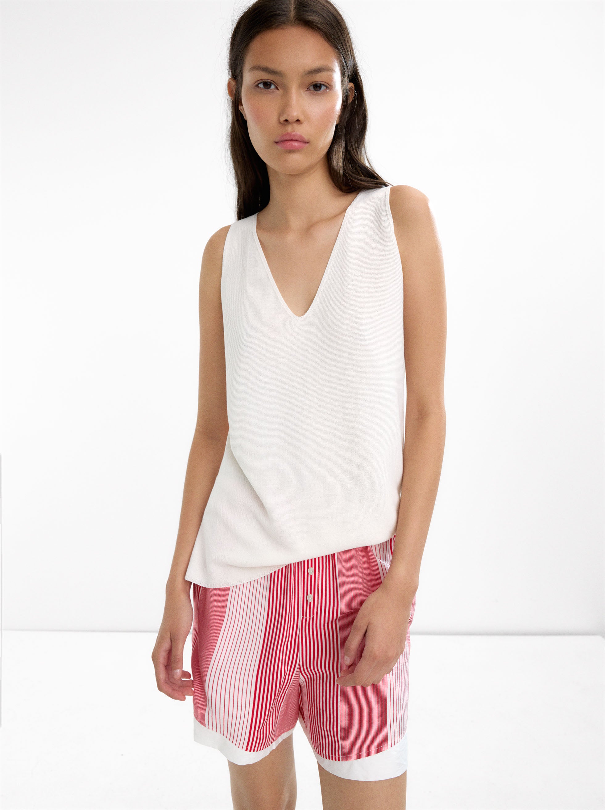 Top De Punto Con Cuello V