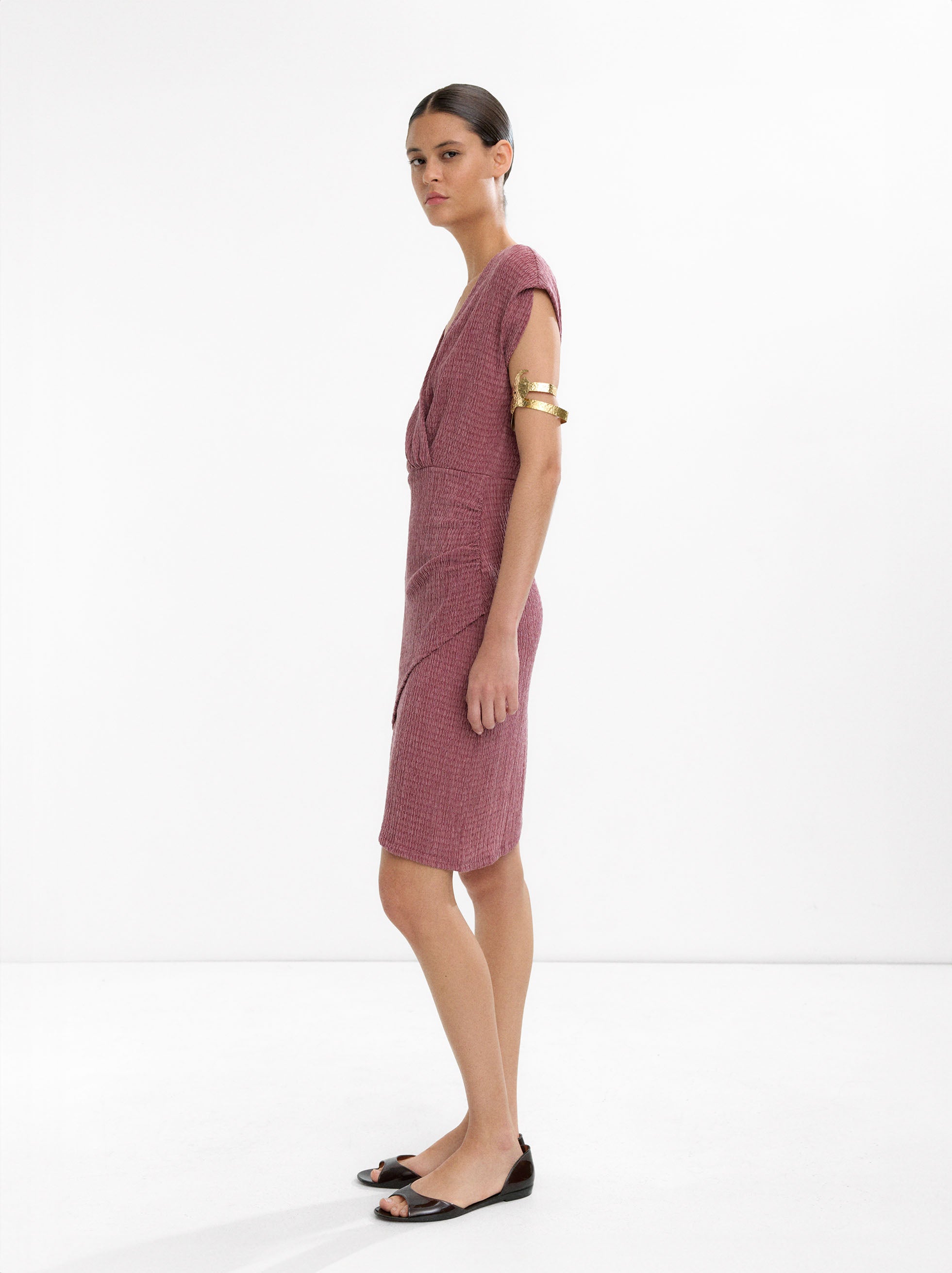 Vestido Corto Con Drapeado