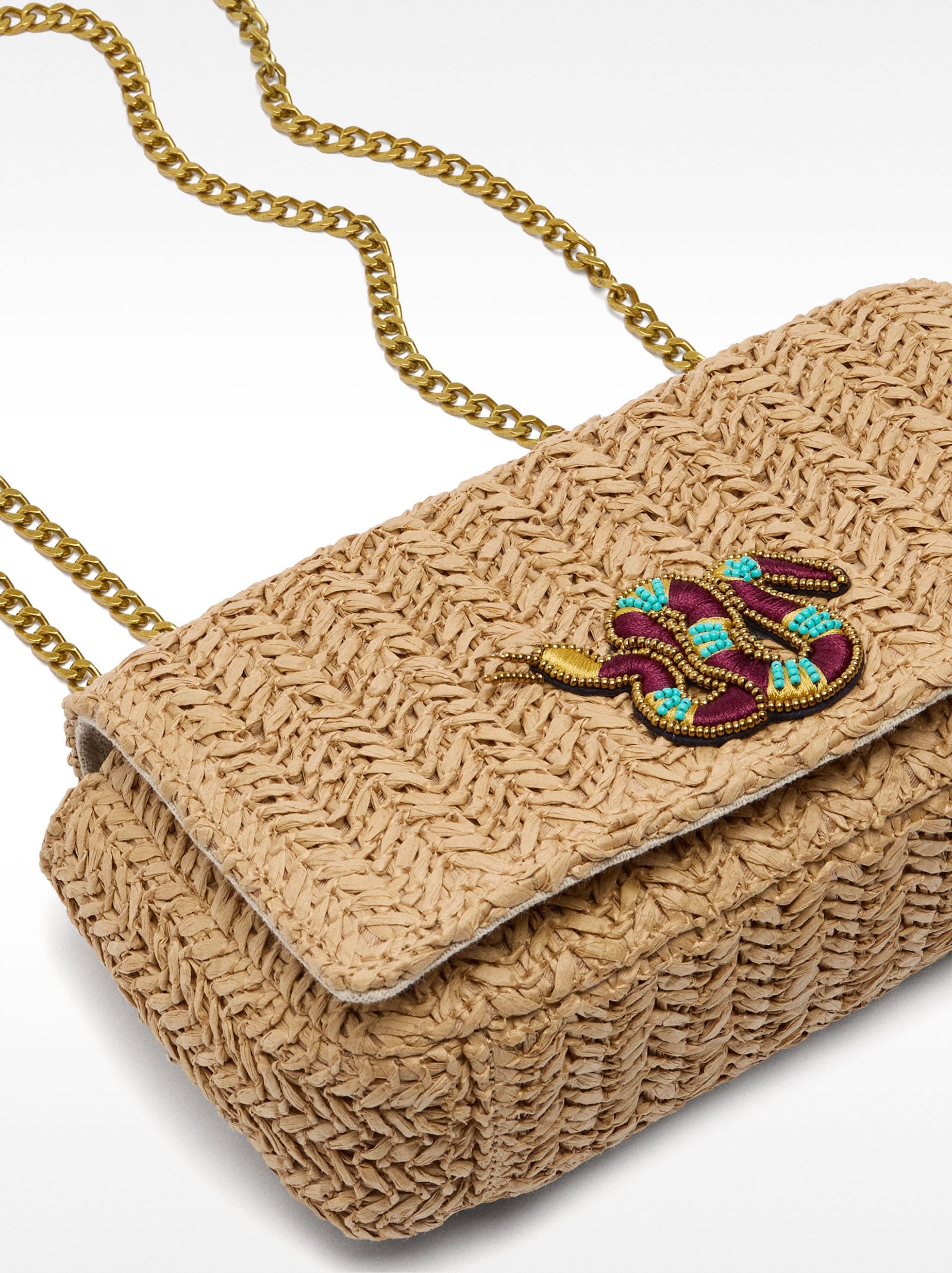 Bolso De Hombro De Efecto Rafia