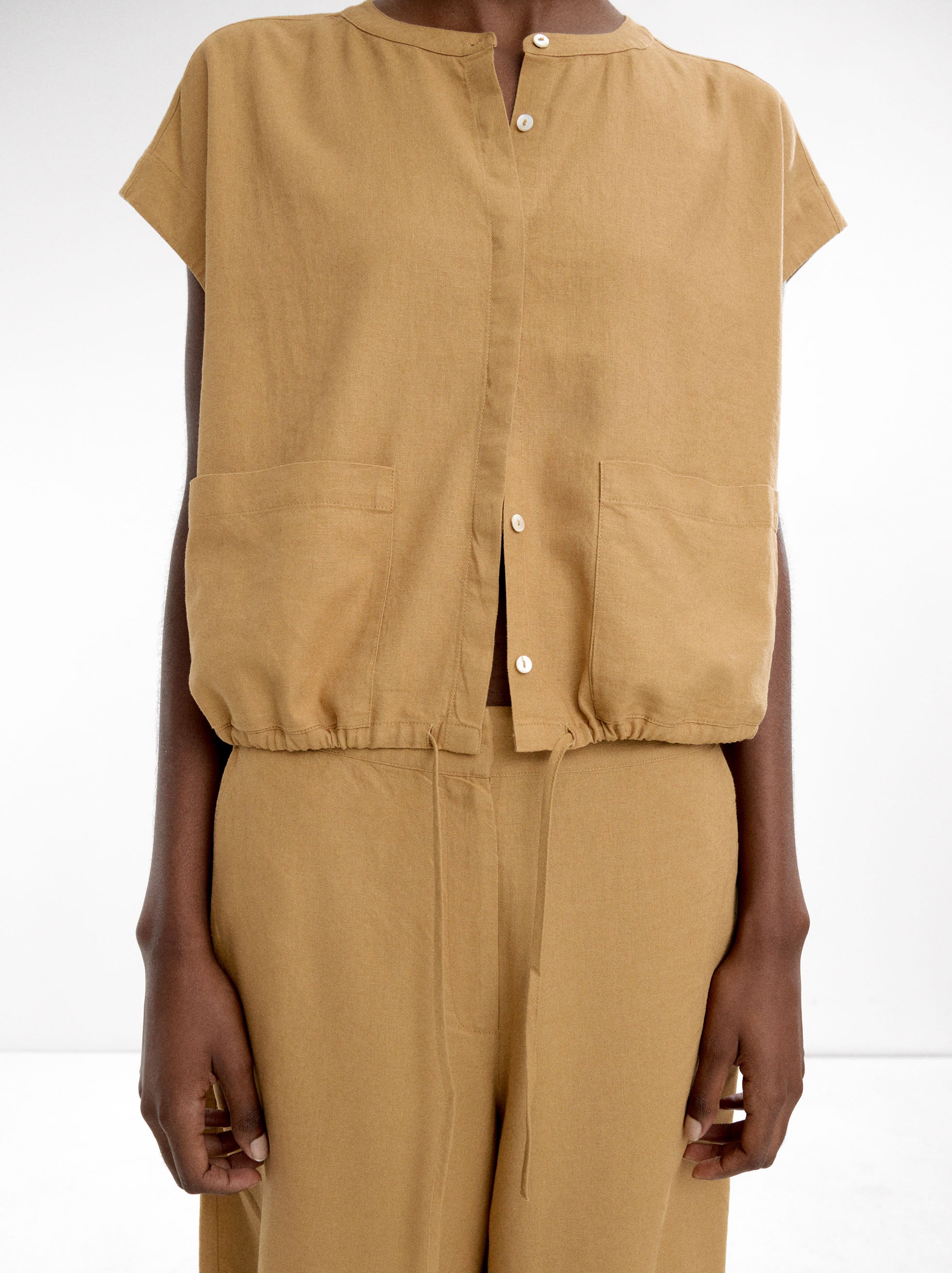 Pantalón Recto Con Lino