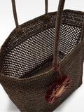 Bolso Shopper De Efecto Rafia Con Colgante