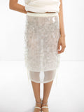 Falda Midi Semitransparente Con Lentejuelas