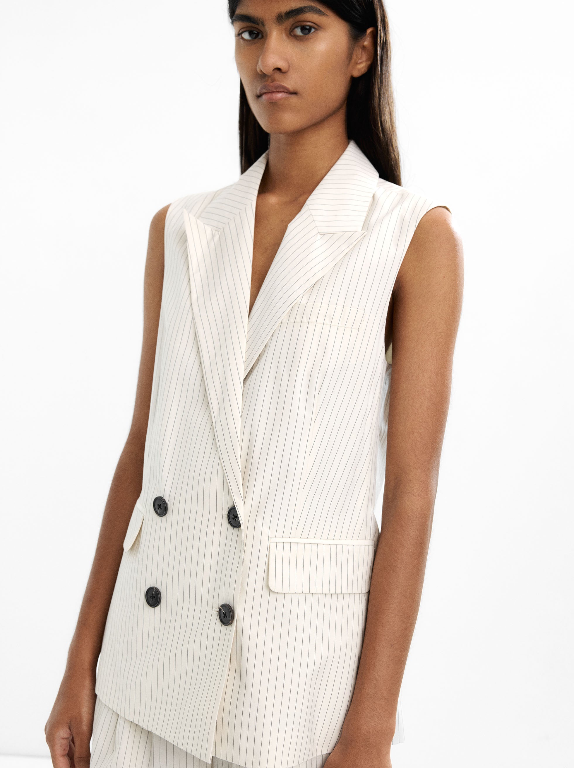 Chaleco A Rayas Con Botones