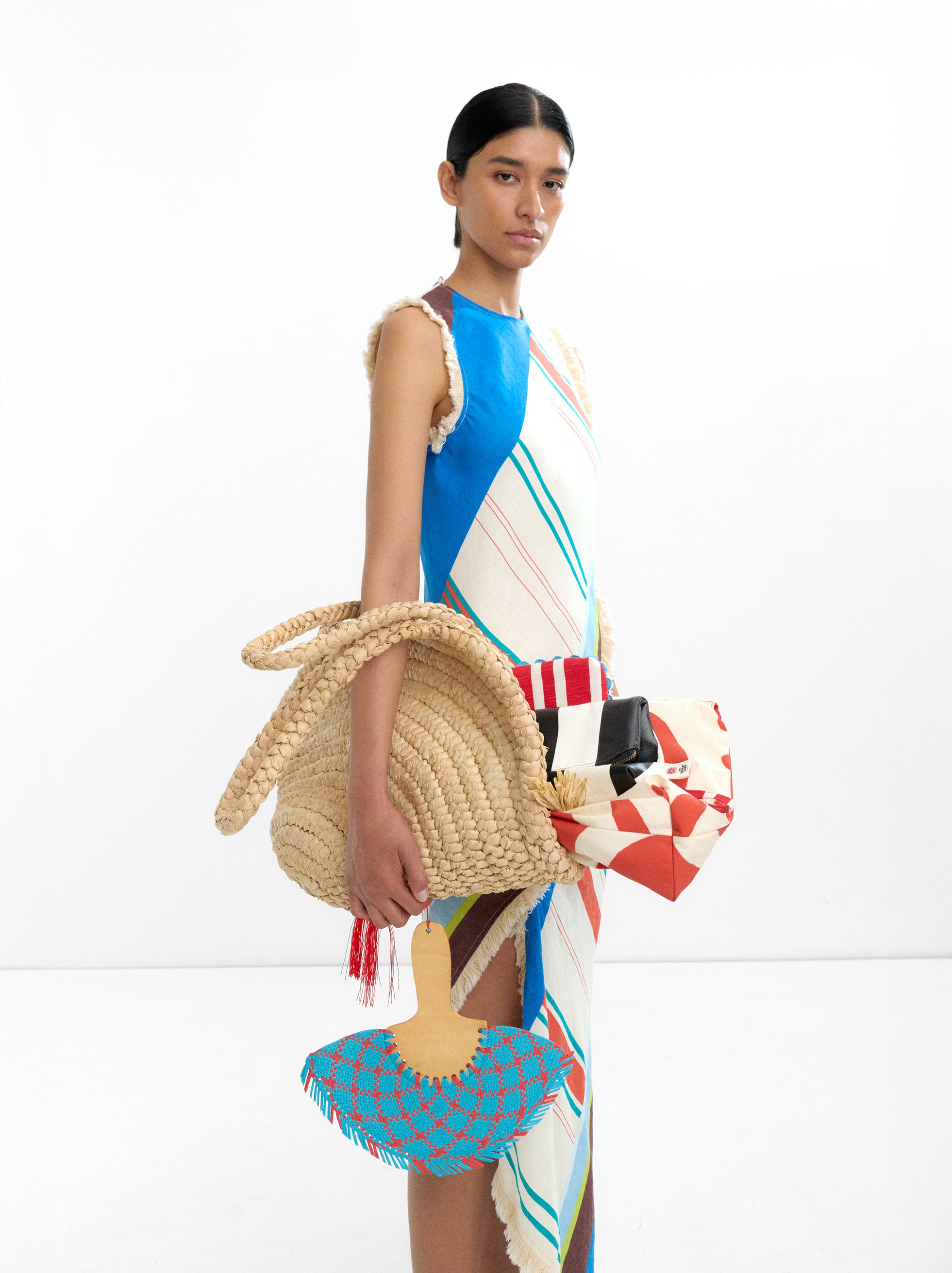 Bolso Multiusos A Rayas Con Solapa