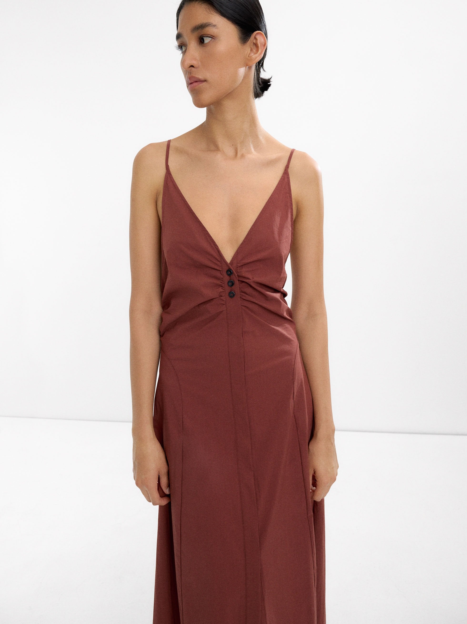 Vestido Largo De Algodón Con Tirantes