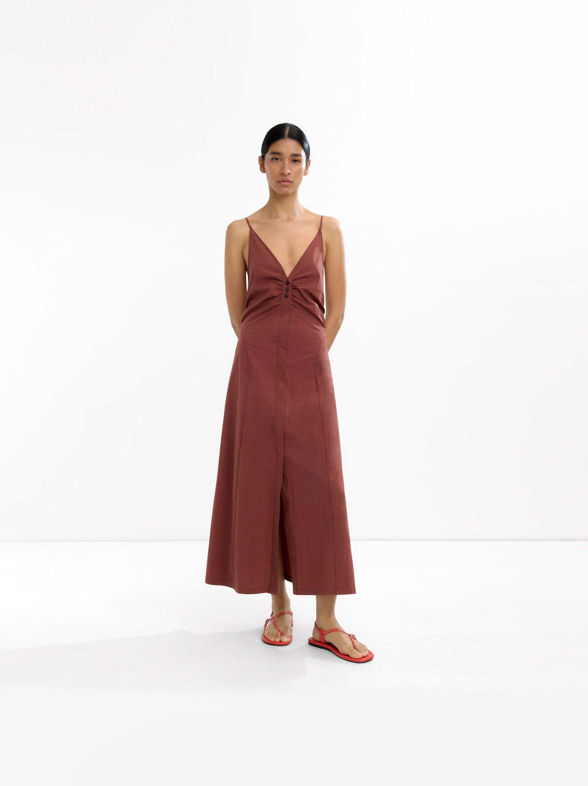 Vestido Largo De Algodón Con Tirantes