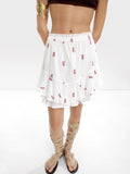 Falda Corta Con Bordado 100% Algodón