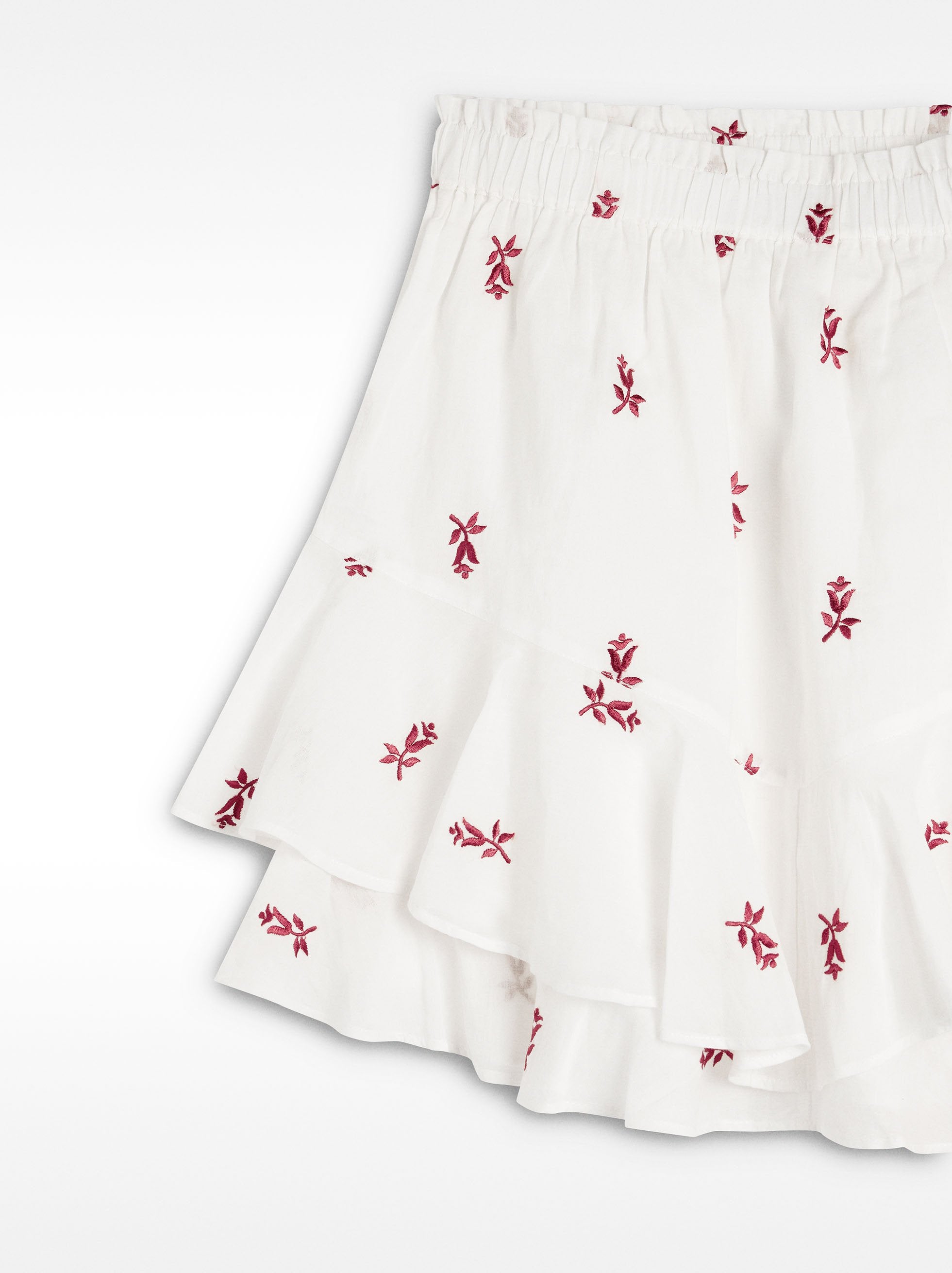 Falda Corta Con Bordado 100% Algodón