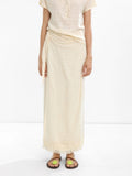 Falda Larga Mezcla De Lino
