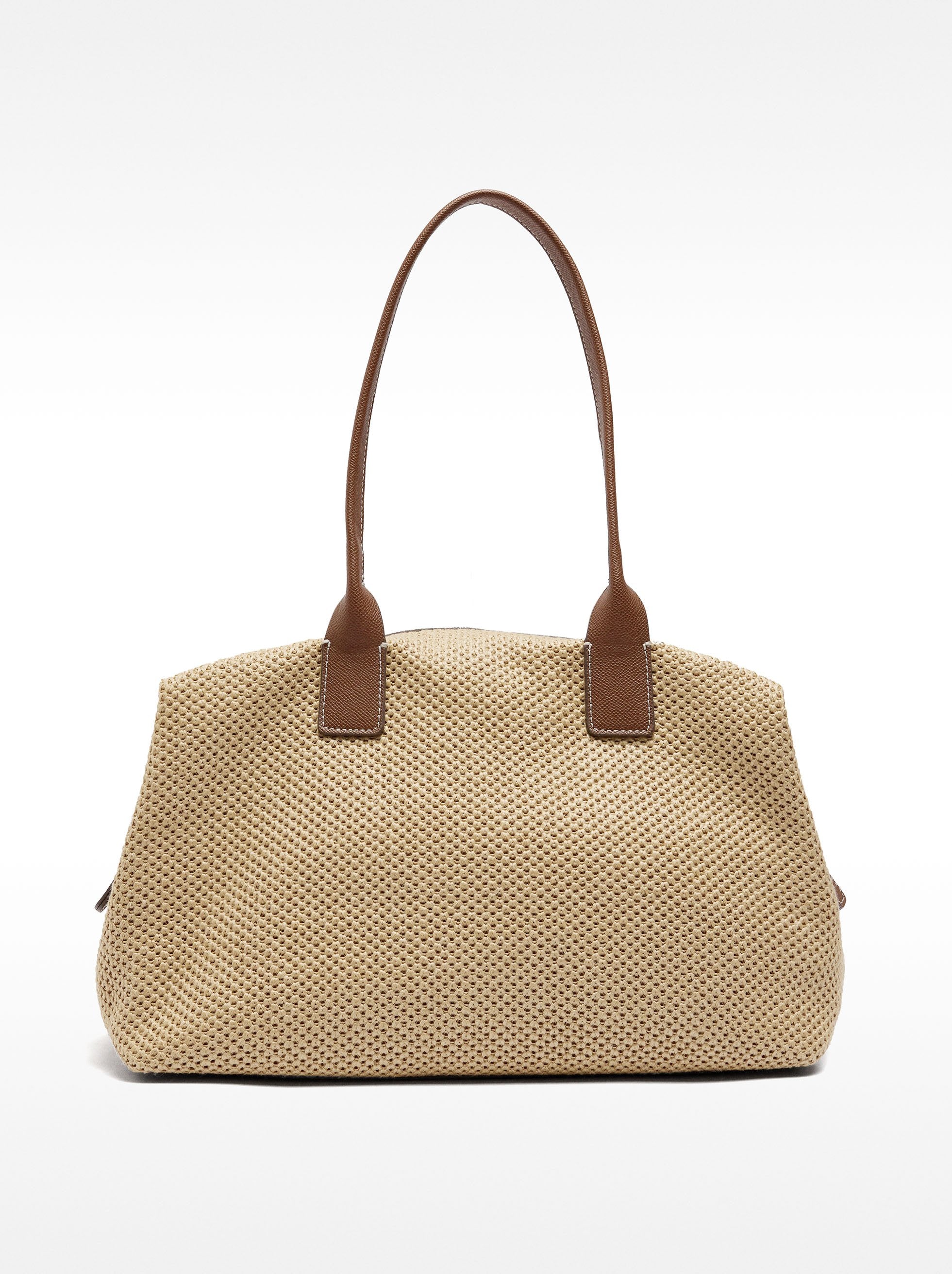 Bolso Shopper De Rafia Con Bandolera