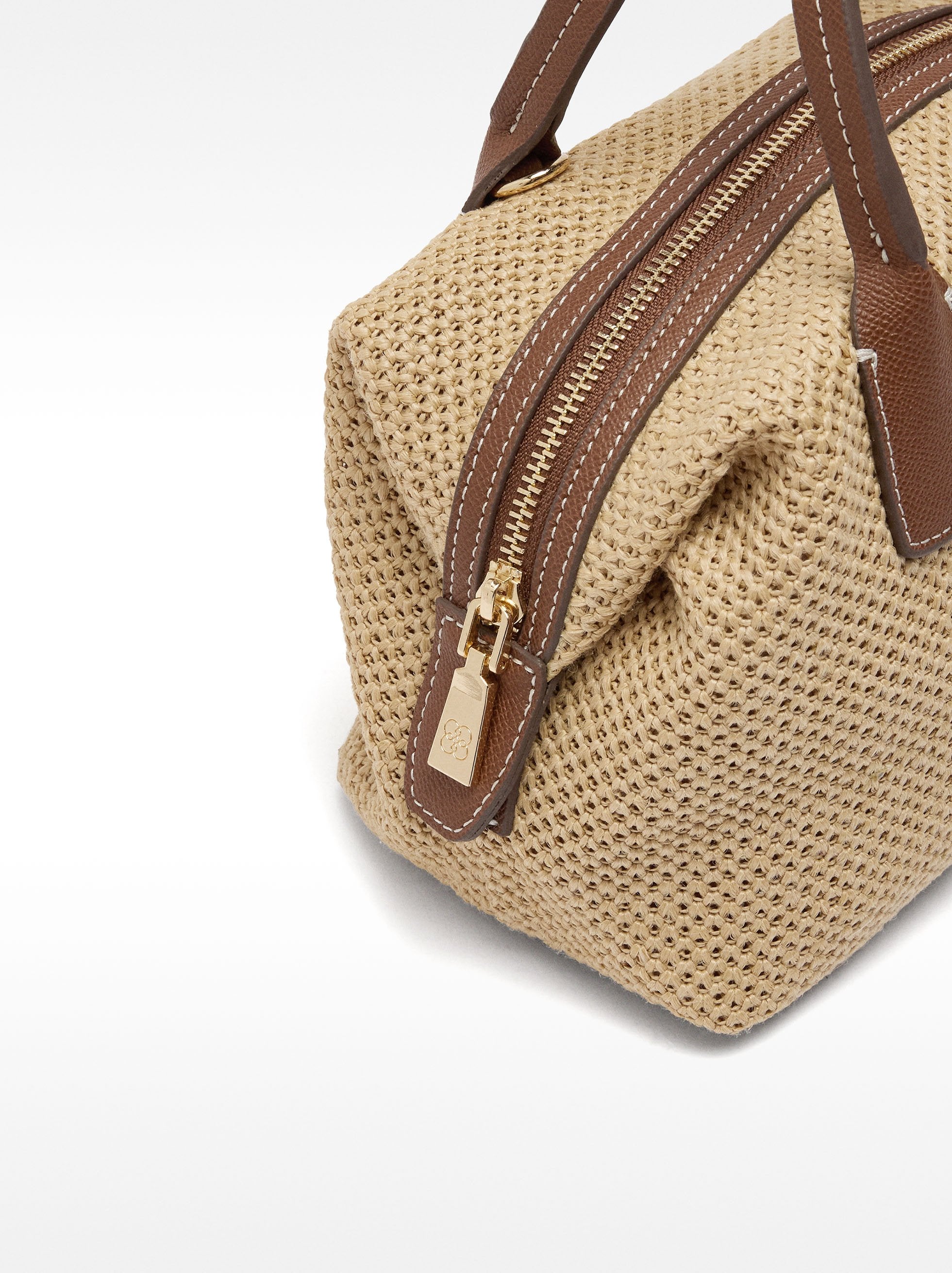 Bolso Tote Efecto Rafia Con Bandolera M