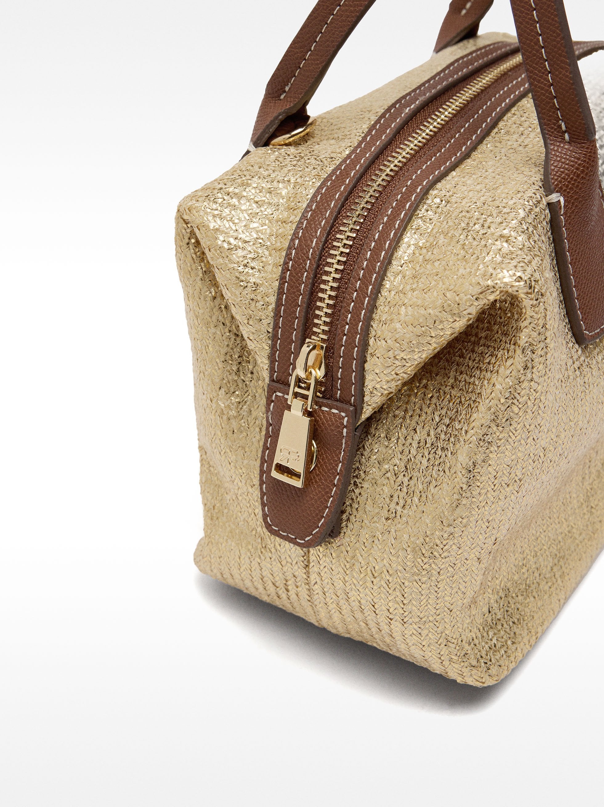 Bolso Tote Efecto Rafia Con Bandolera M