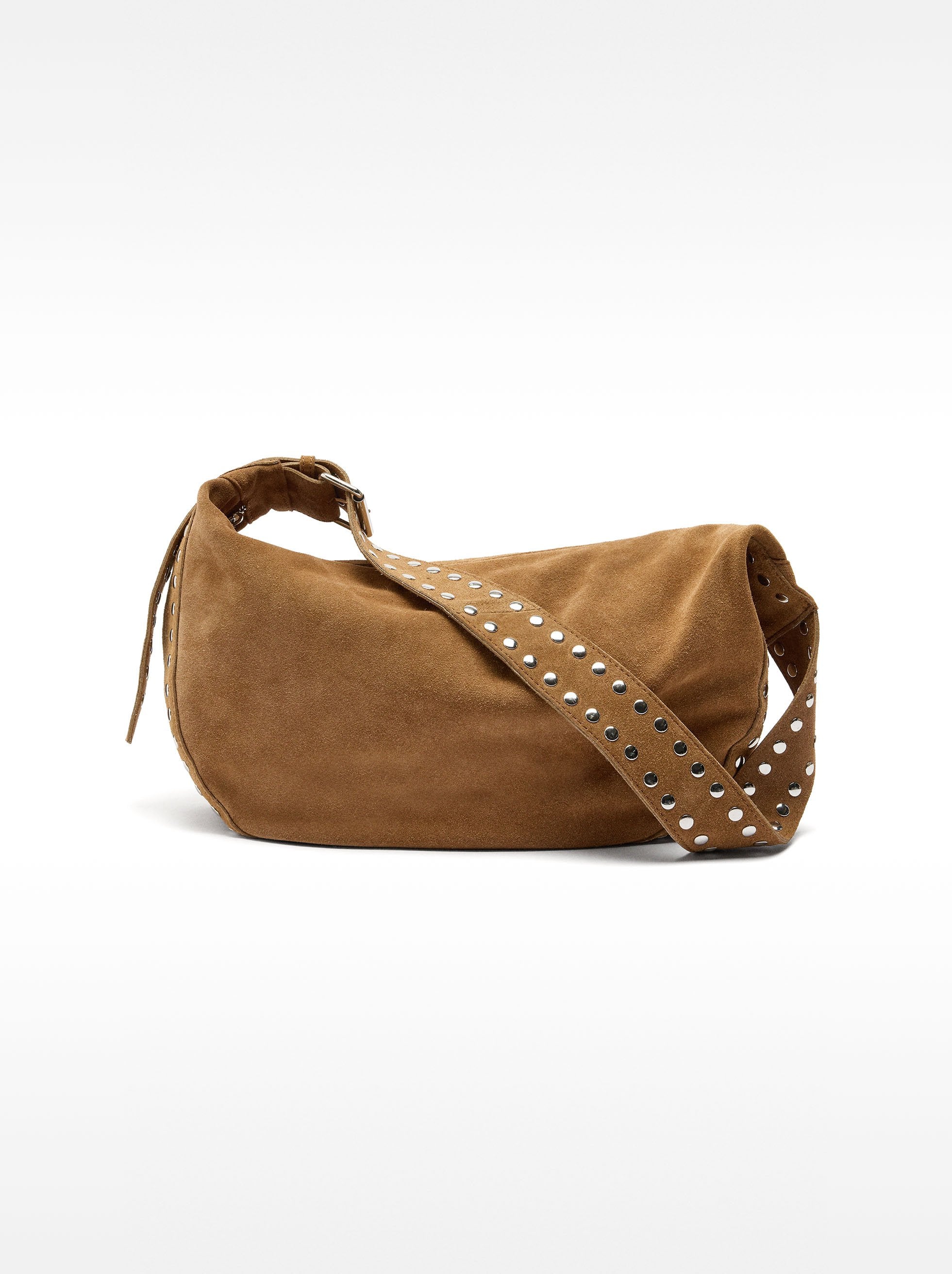 Bolso Bandolera De Piel Con Tachuelas