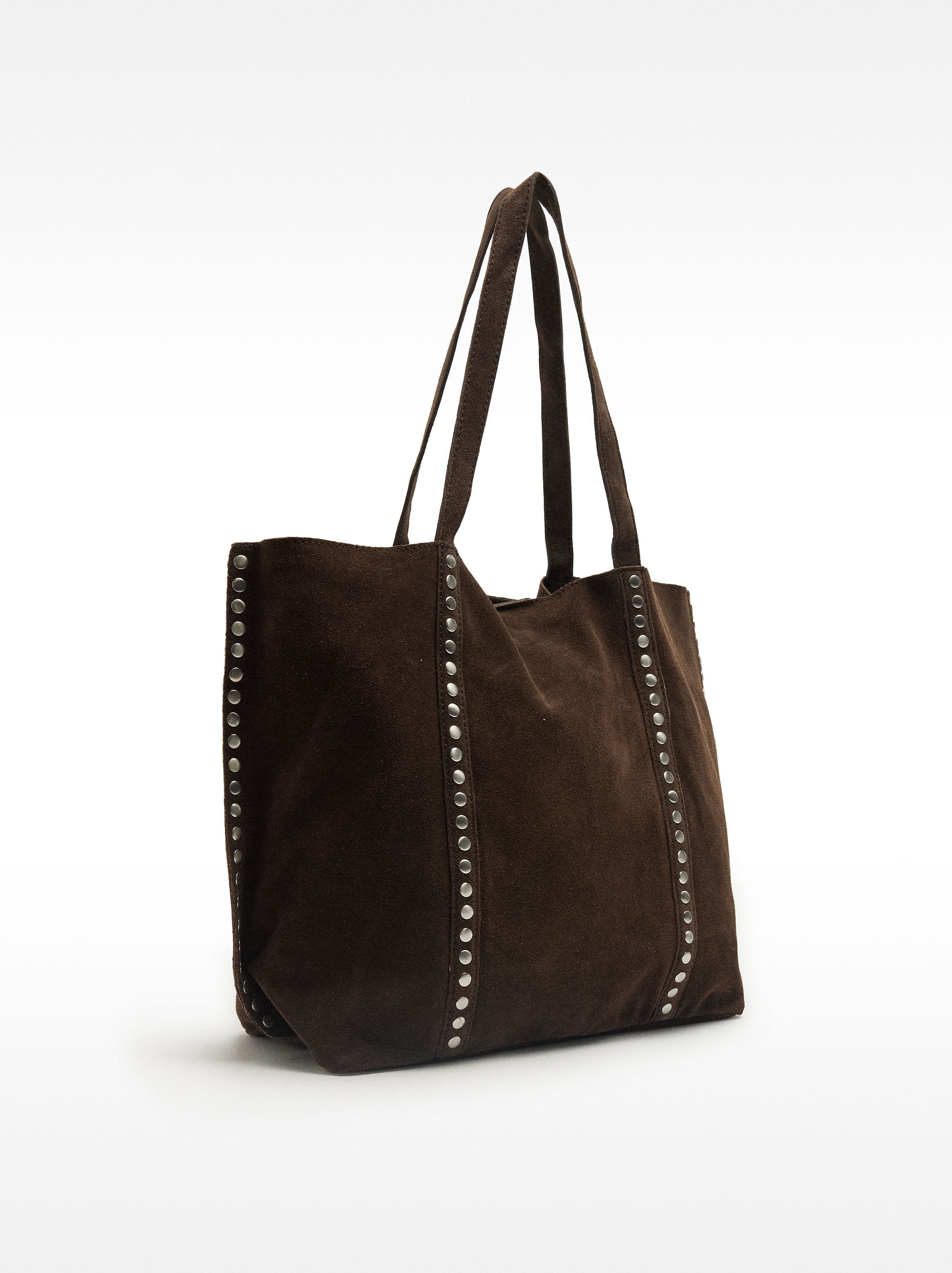 Bolso Shopper De Piel Con Tachuelas