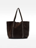 Bolso Shopper De Piel Con Tachuelas