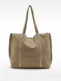 Bolso Shopper De Piel Con Tachuelas