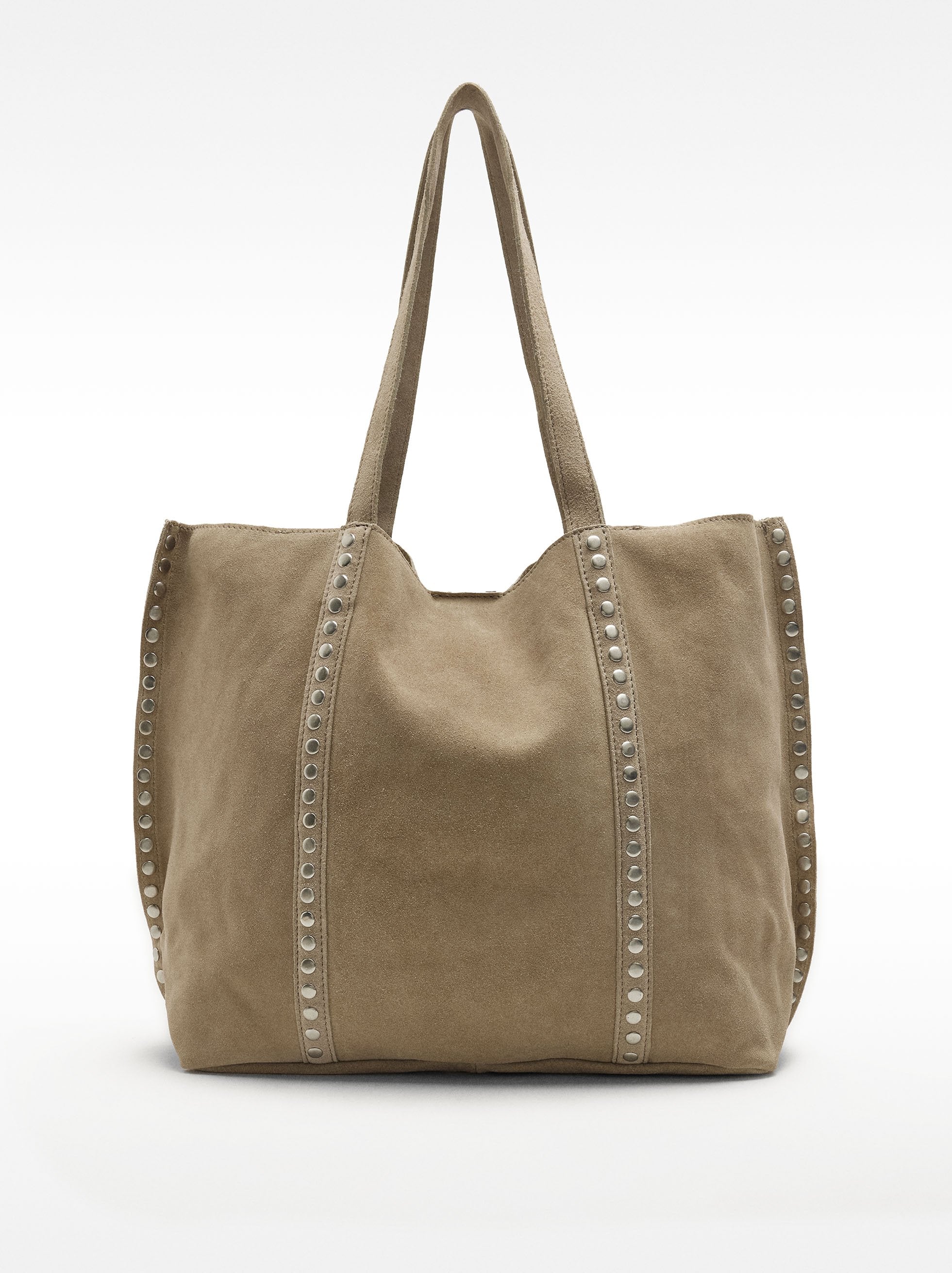Bolso Shopper De Piel Con Tachuelas