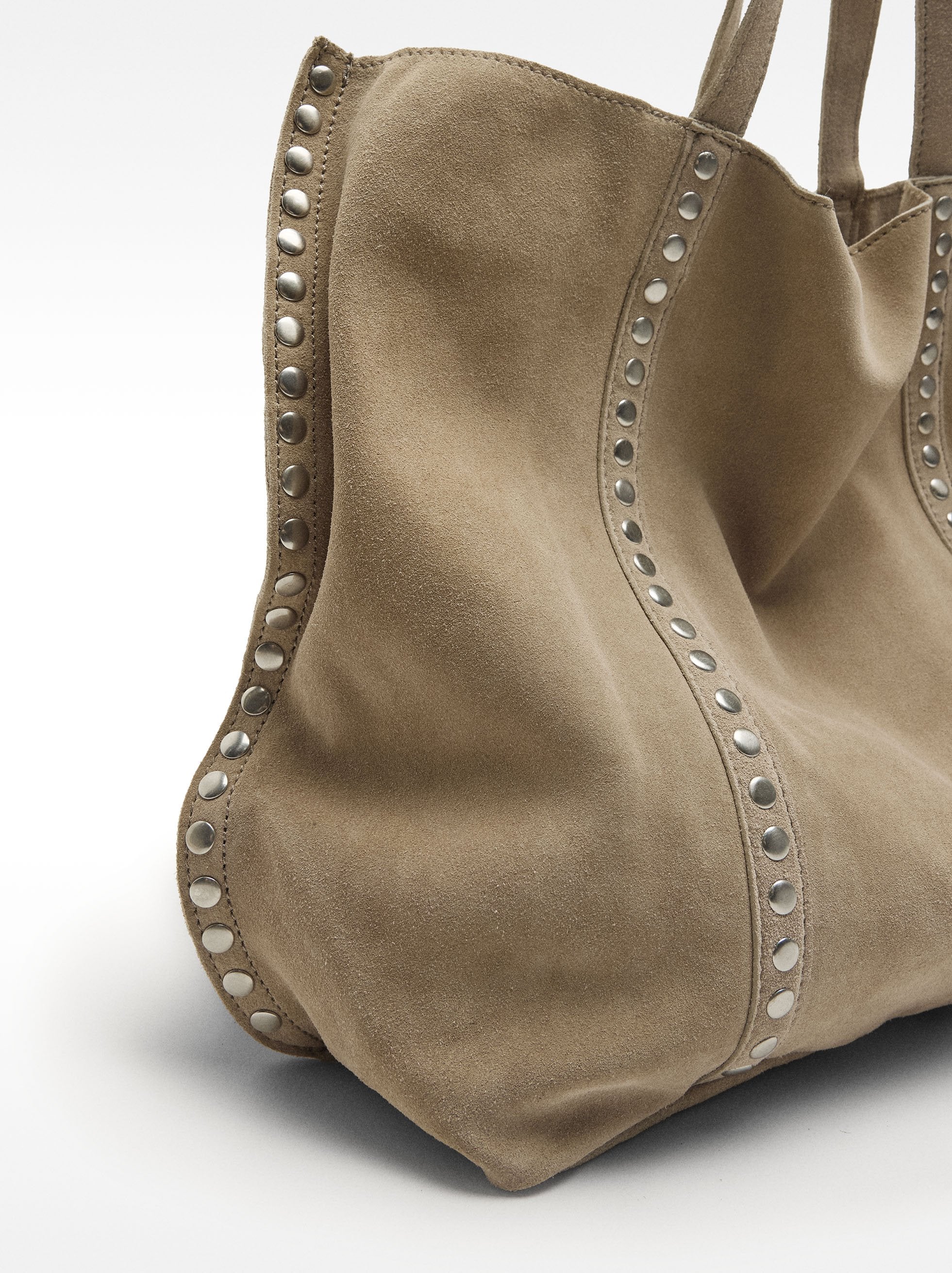 Bolso Shopper De Piel Con Tachuelas