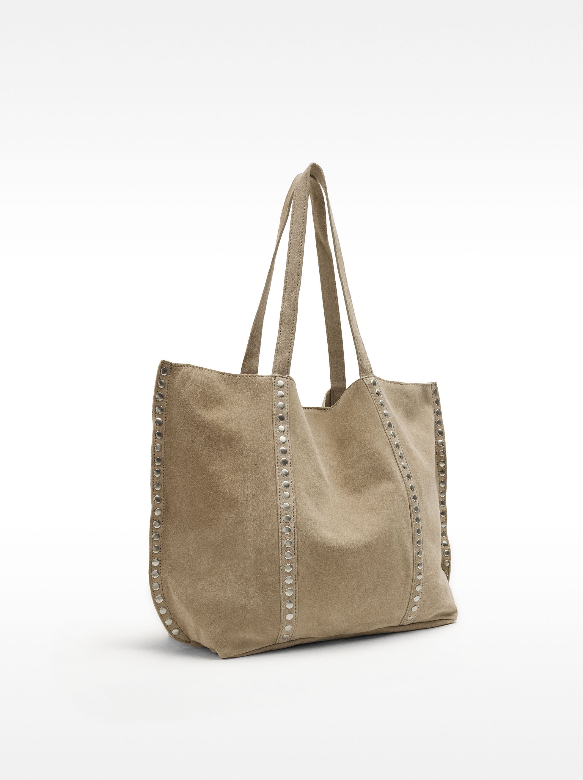 Bolso Shopper De Piel Con Tachuelas