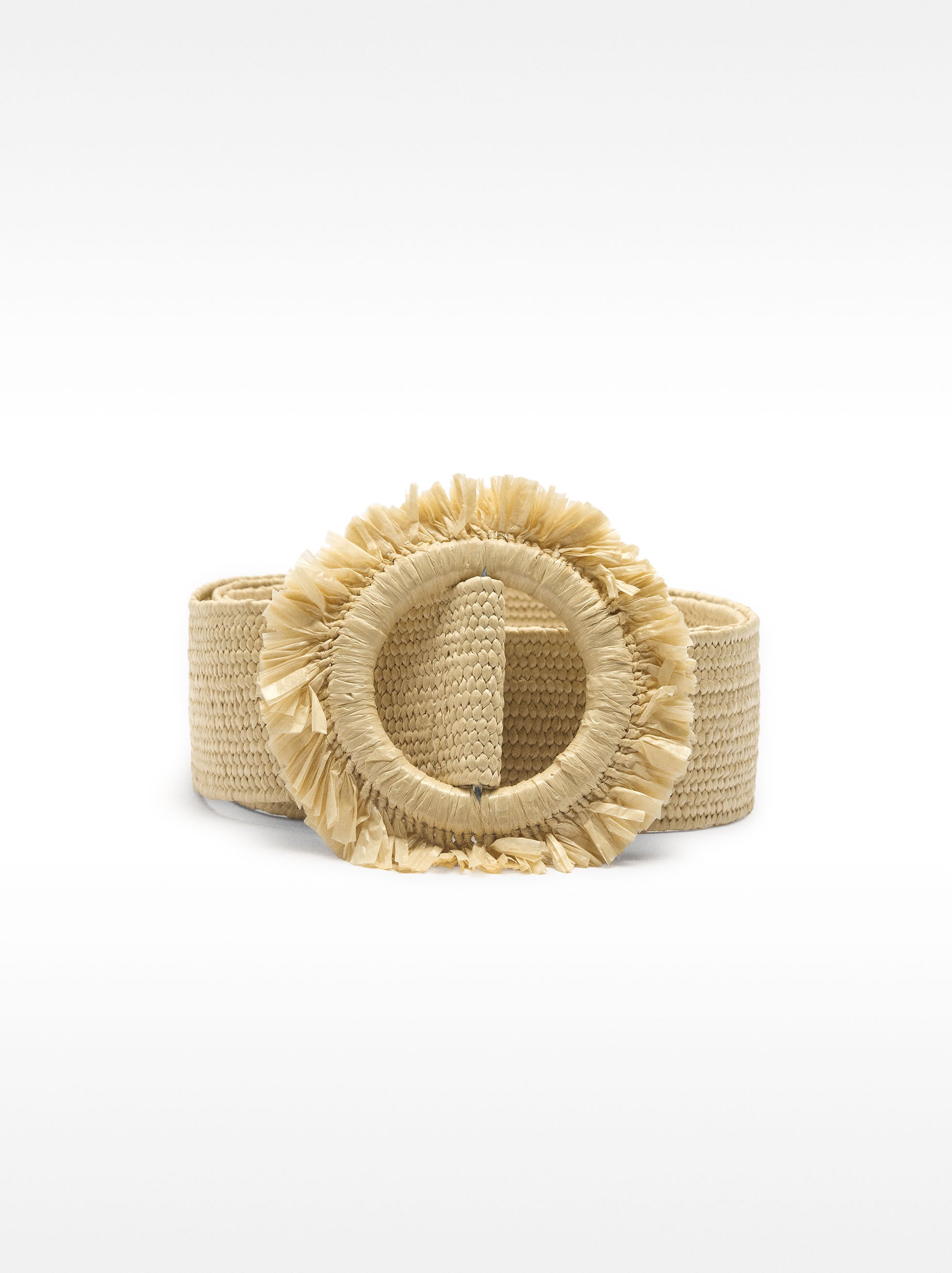 Cinturón Efecto Rafia Con Hebilla Redonda