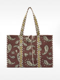 Bolsa Shopper Estampada Con Pespuntes