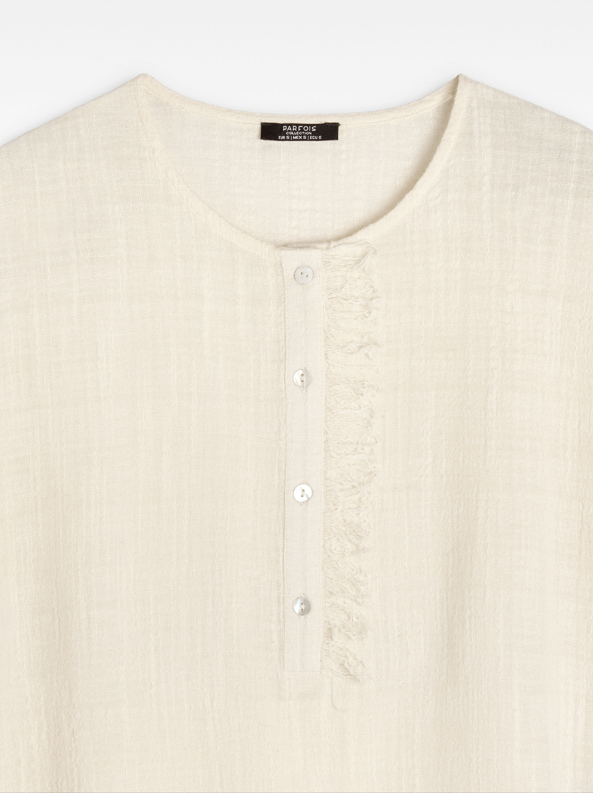 Camiseta Mezcla De Lino Con Botones