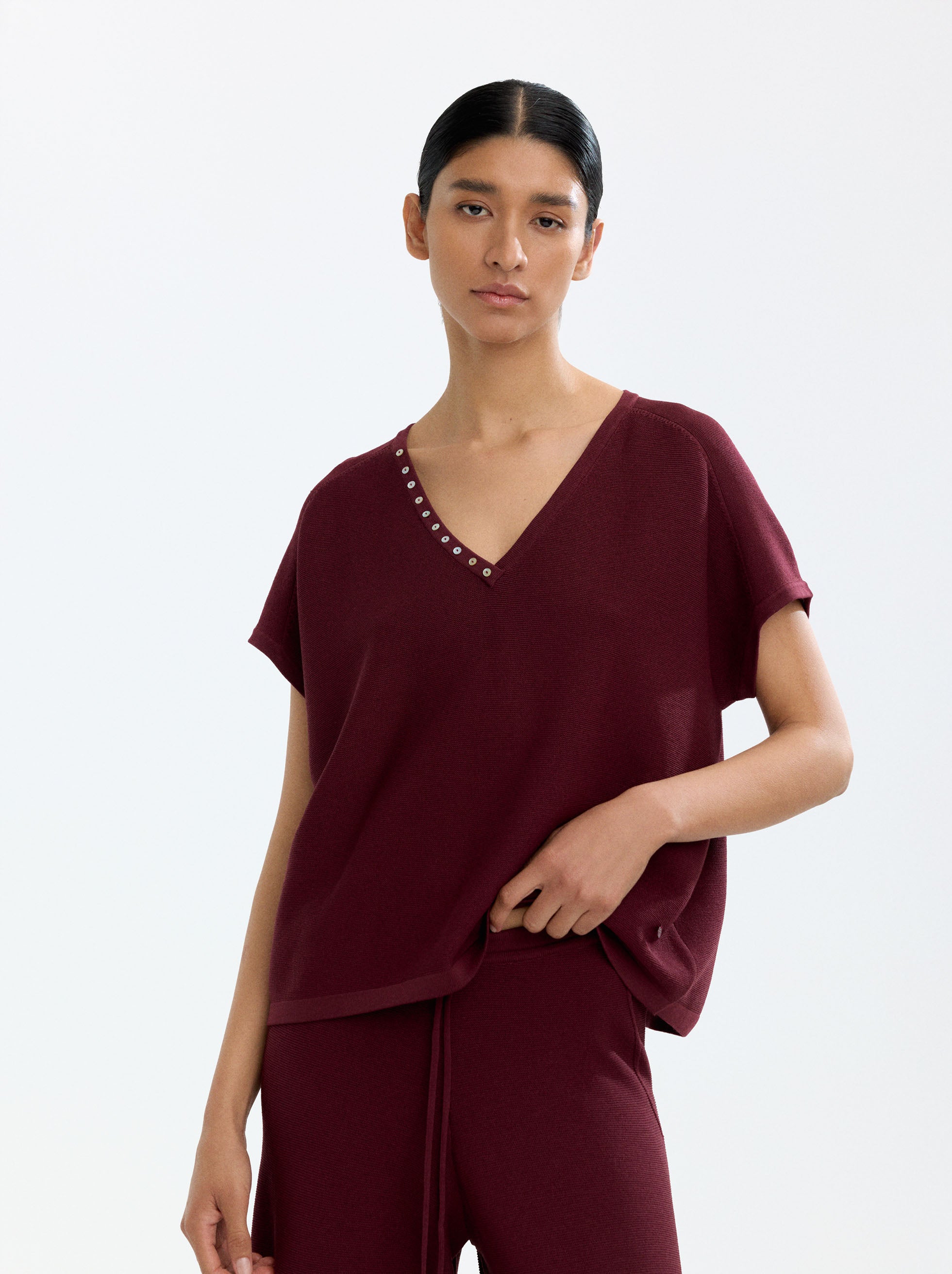 Top De Punto Con Cuello V