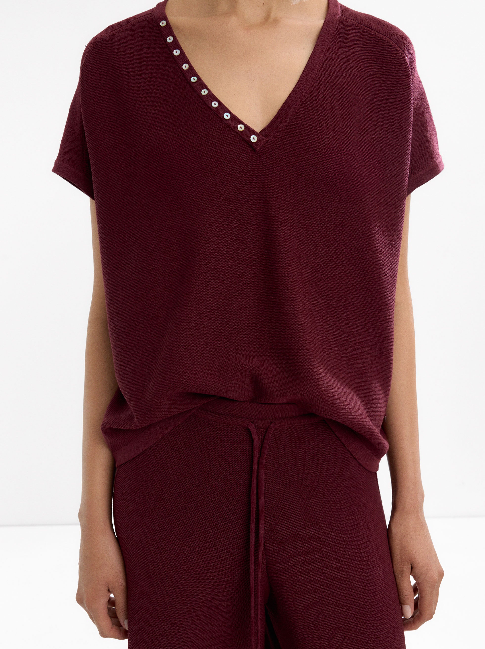 Top De Punto Con Cuello V