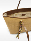 Bolso Shopper De Efecto Rafia Con Colgante