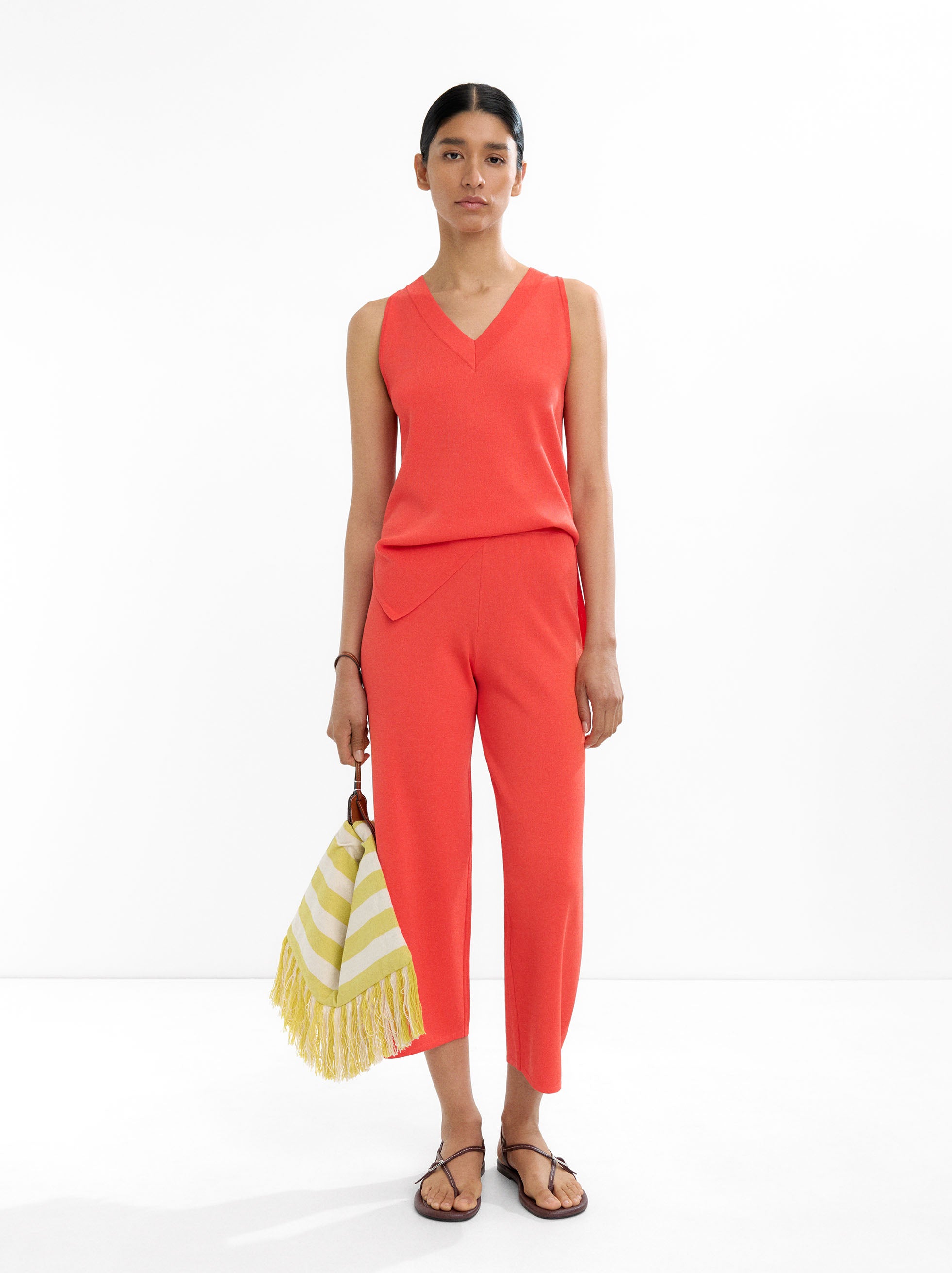 Pantalón De Punto Cropped