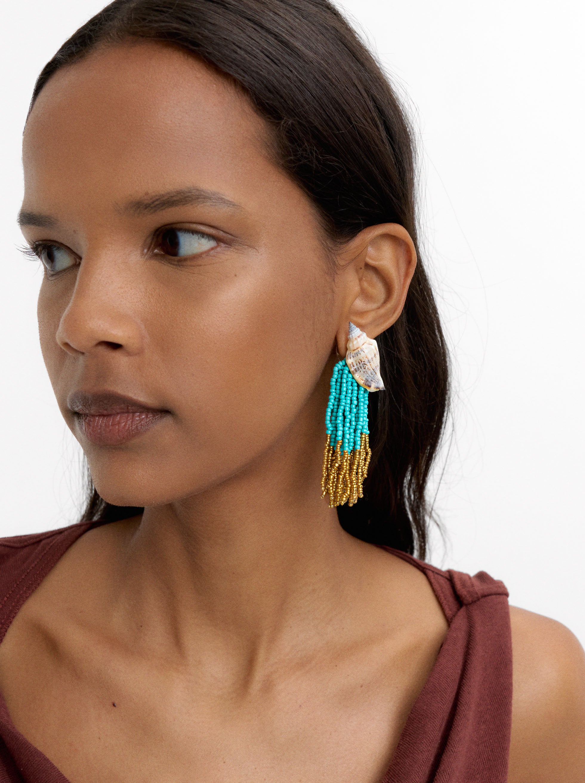 Pendientes Con Conchas Y Cuentas