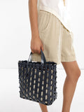 Bolso Tote Trenzado Con Nudos