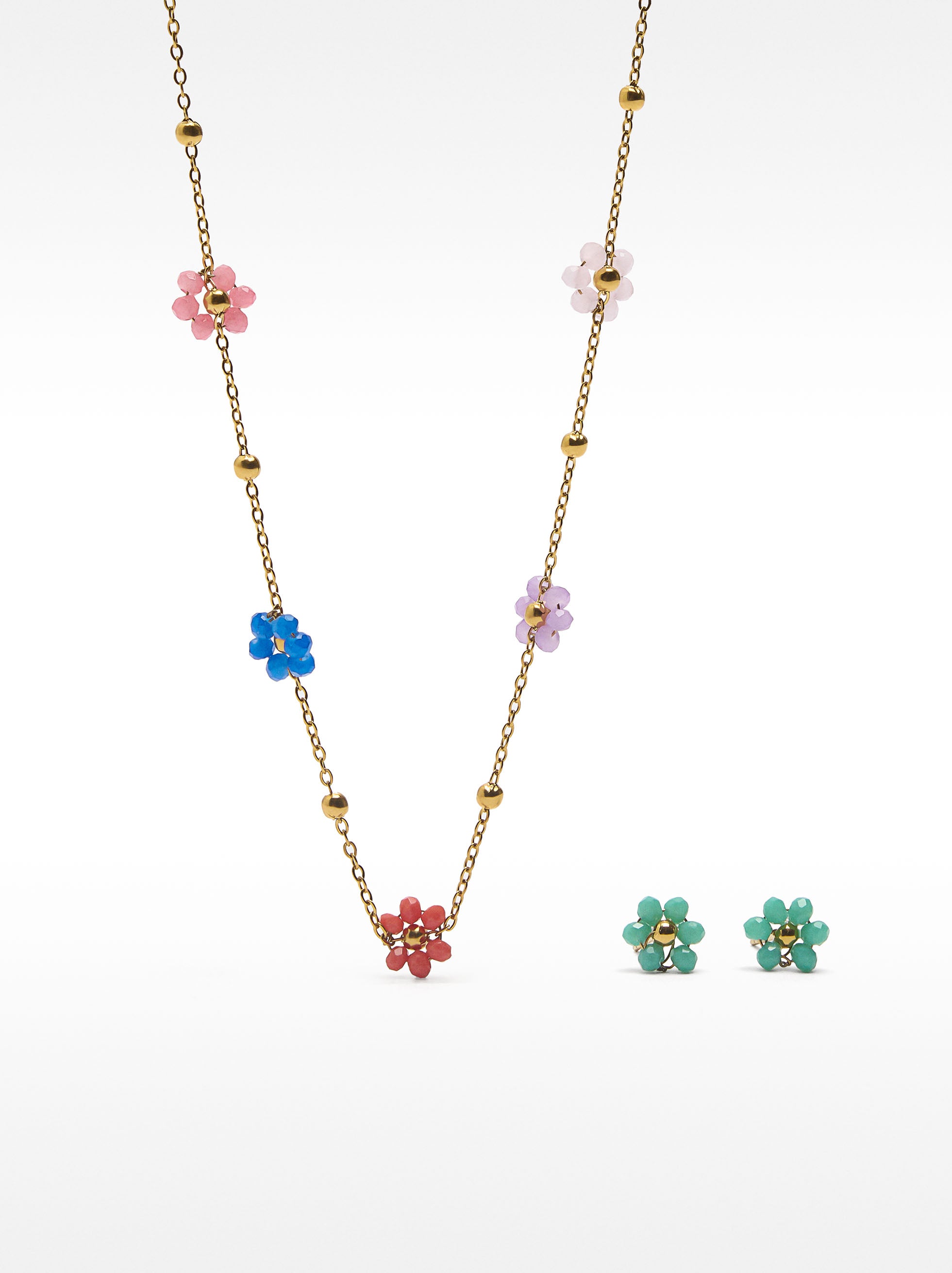 Set De Collar Y Pendientes Multicolor - Acero Inoxidable